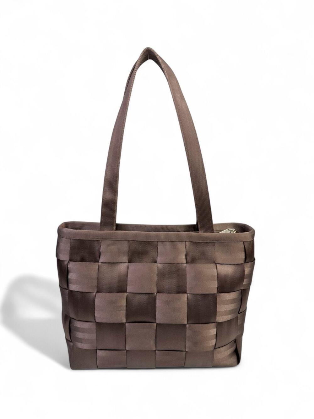 Harveys Original Seatbelt Bag Brown Woven Zip Top Tote Shoulder Purse